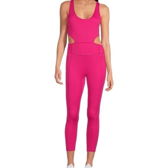 FREE PEOPLE MOVEMENT Back It Up Onesie Hot‎ Pink NWOT Size S Open Back Athletic - Picture 5 of 12